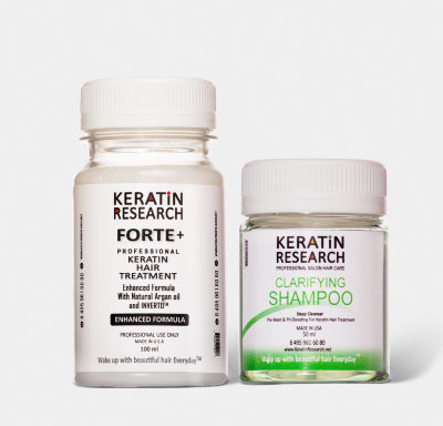 Пробный набор для выпрямления волос Keratin Research Forte c маслом арганы, 100/50 мл