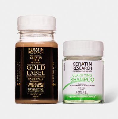 Пробный набор для выпрямления волос Keratin Research Gold Label, 100/50 мл