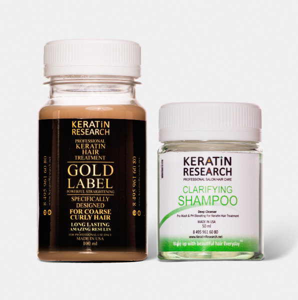 Пробный набор для выпрямления волос Keratin Research Gold Label, 100/50 мл