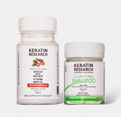 Пробный набор для выпрямления волос Keratin Research Treatment с маслом арганы, 100/50 мл